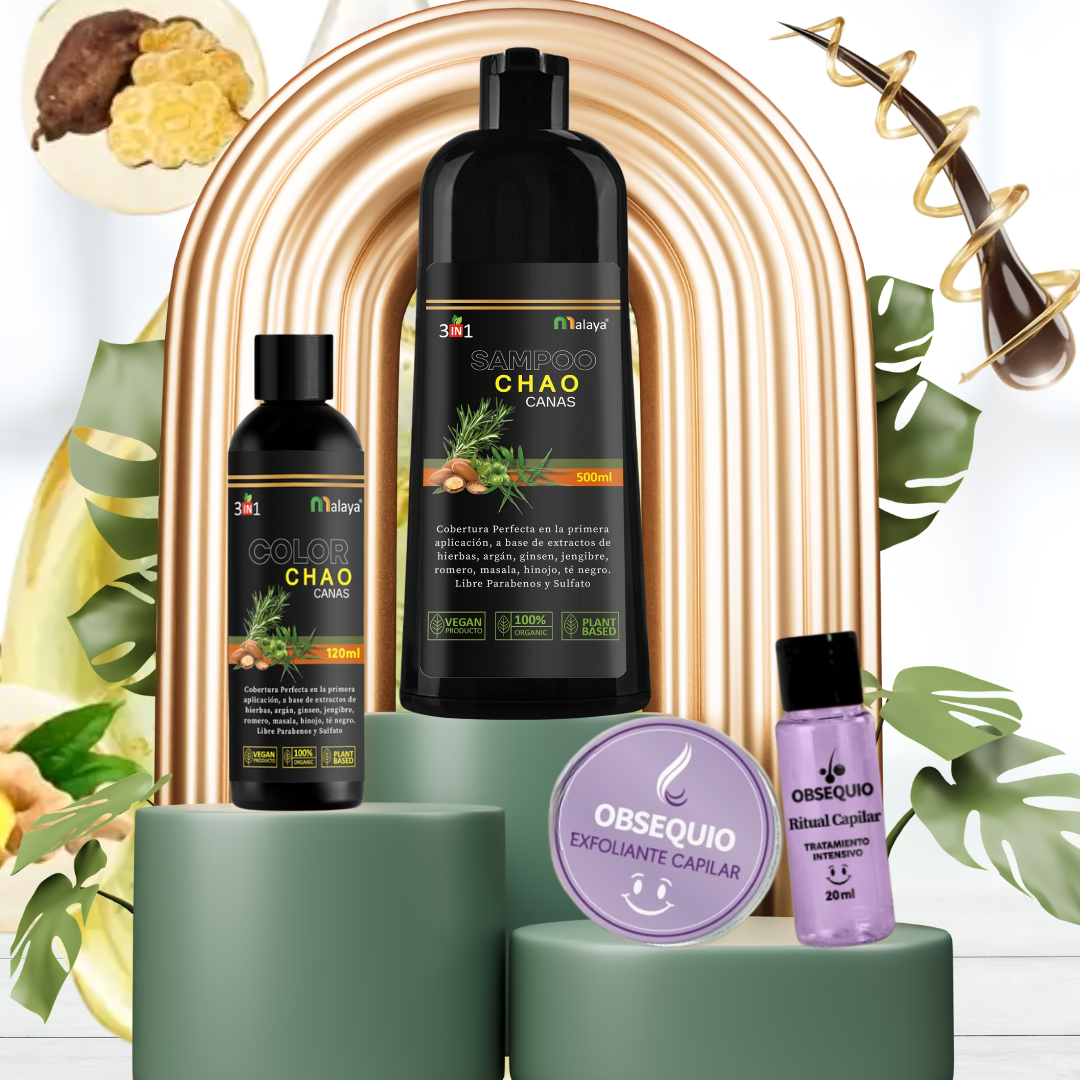 SHAMPOO CHAO CANAS + TRATAMIENTO + REGALO